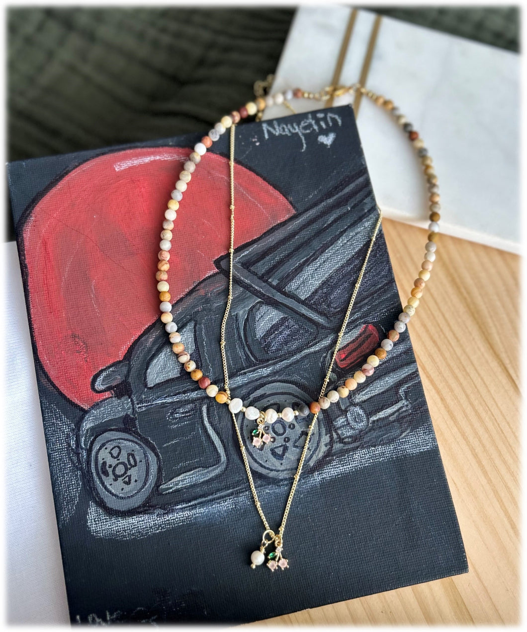 Choker Tierra Dulce: Choker con cuentas de piedras semipreciosas naturales en tonos cálidos.
