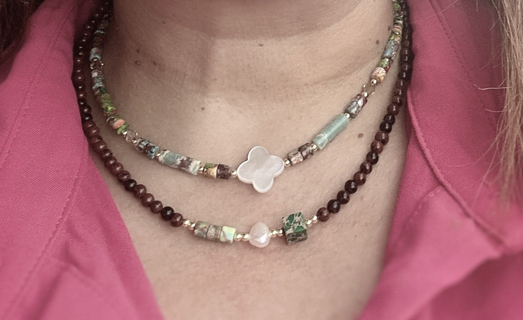 Choker Trebol de Tierra, Choker Piedras jaspe multicolor